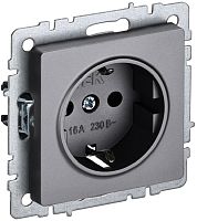 Розетка с заземлением без рамки IEK Brite РС11-1-0-БрС 1-м. сталь картинка